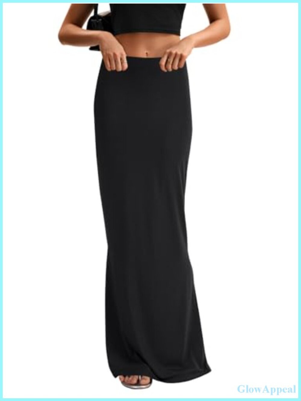 Flare Maxi Skirt High Waist Bodycon Slim Fit Elastic Pull On 92% Viscose 8%